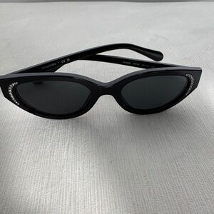 Swarovski Y2K Black Cat-Eye Sunglasses w/ Crystal Accents | Early 2000s